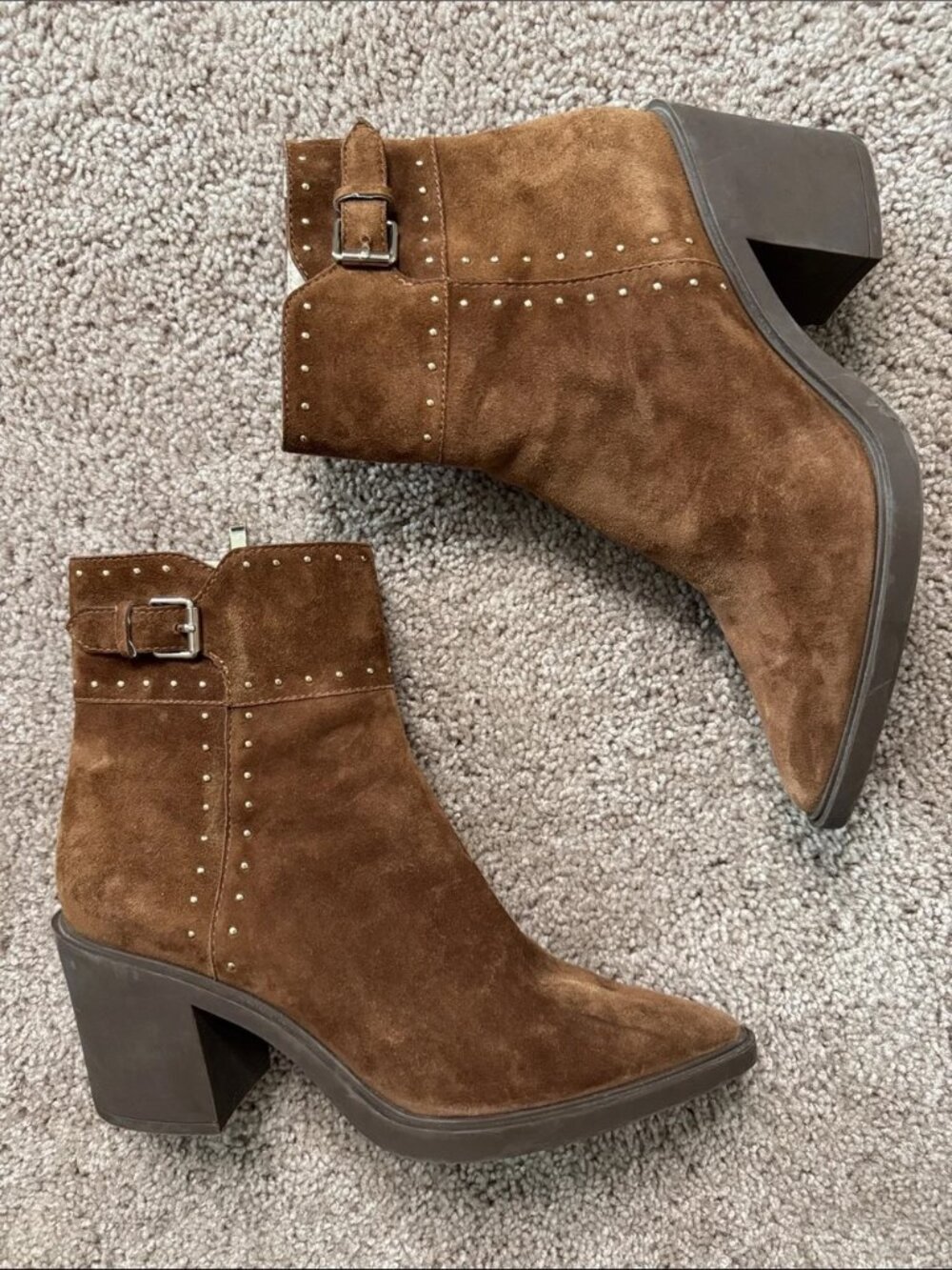 NWOB PAIGE $428 Giselle Pointed Toe Studded Booties - Sz 10